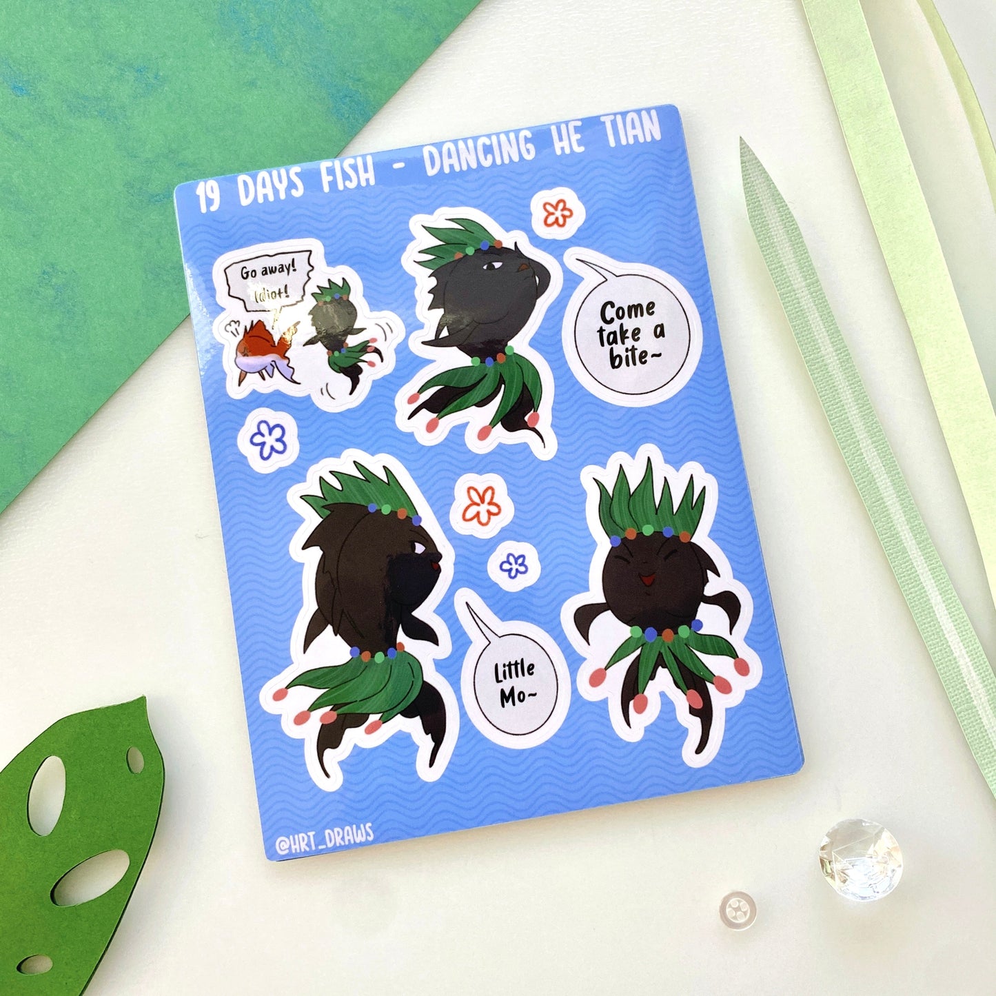 19 Days Fish He Tian Sticker Sheet, Front Side