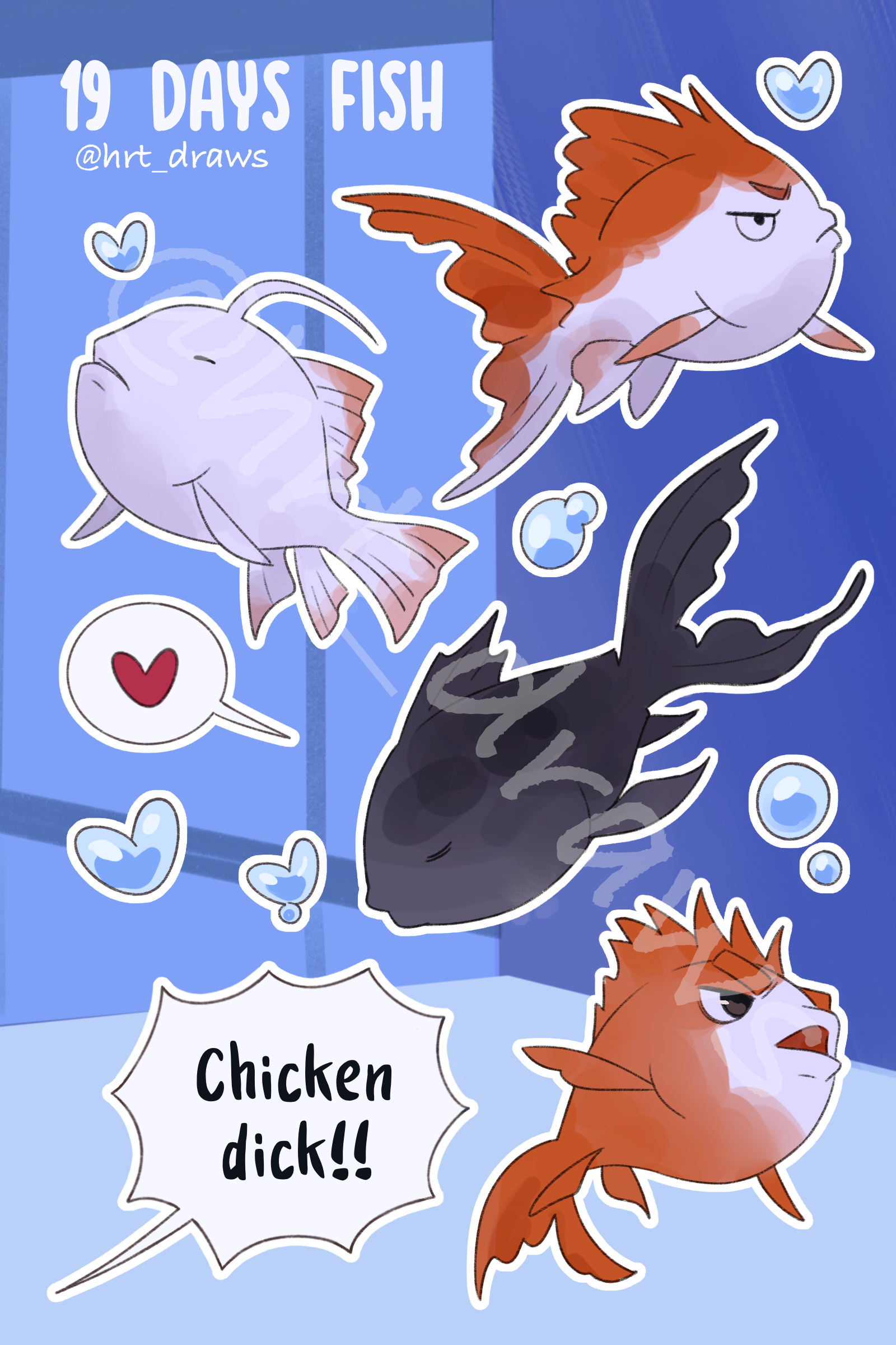 19 Days Fish Sticker Sheet, Front Side