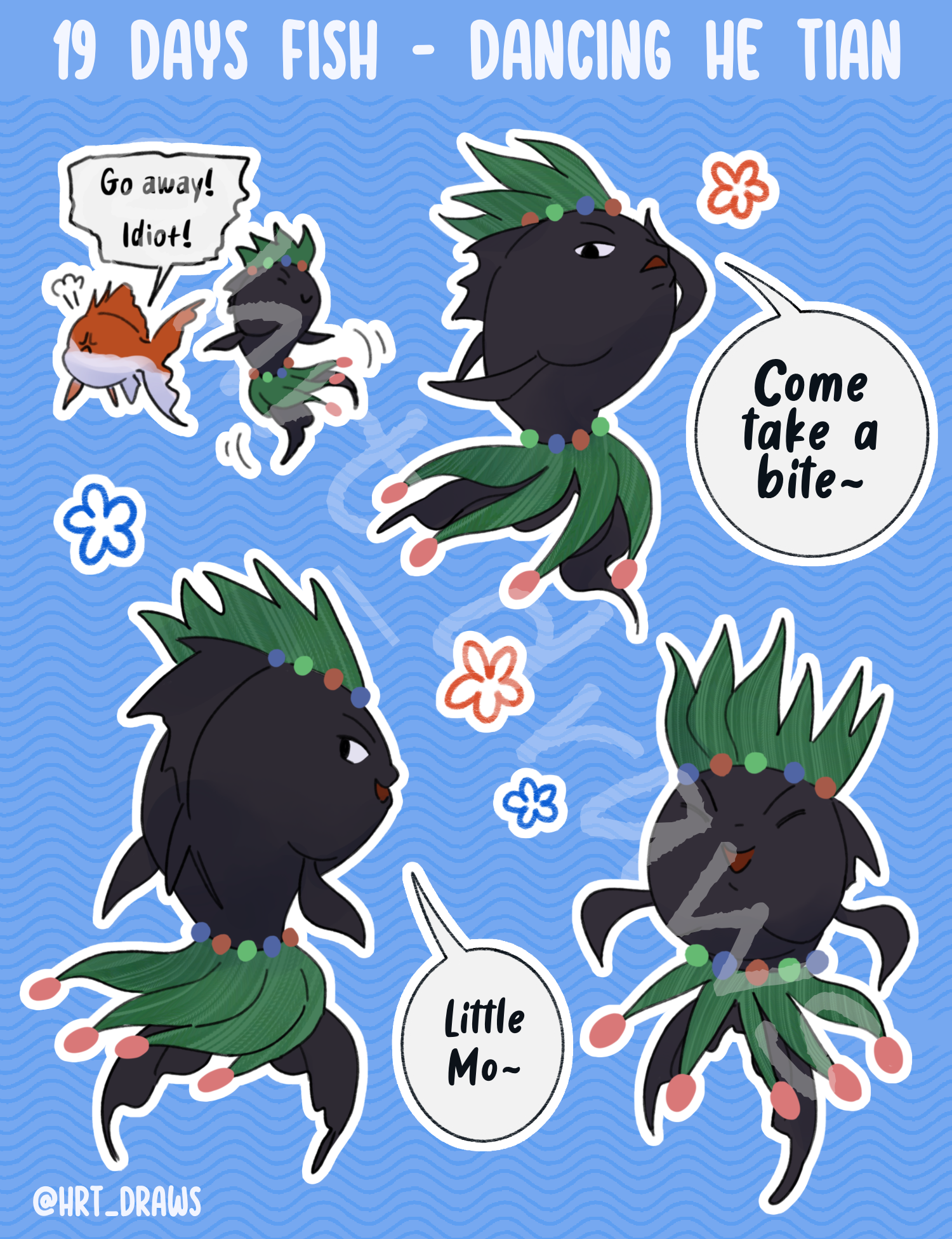 19 Days Fish Sticker Sheet, Front Side