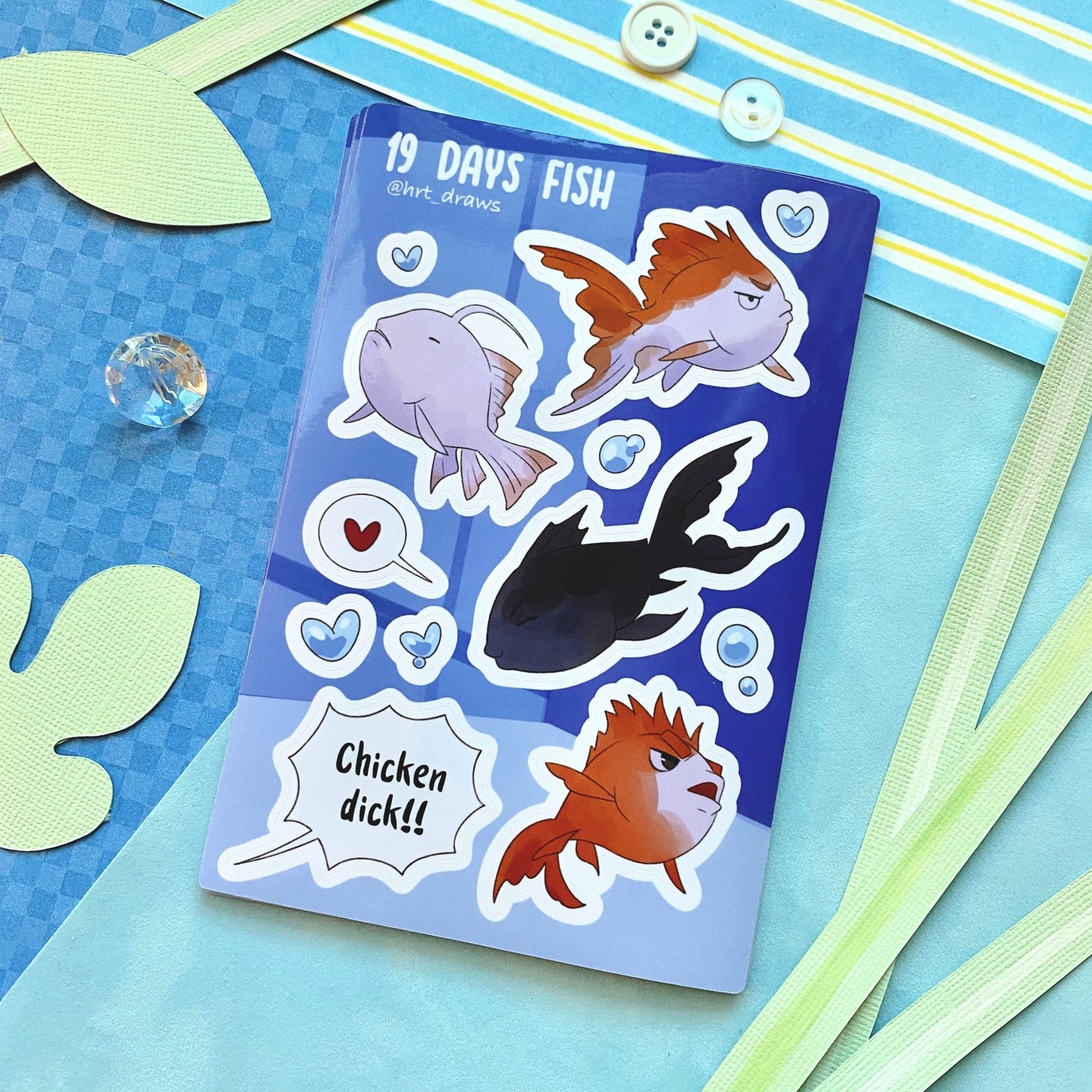 19 Days Fish Sticker Sheet, Front Side