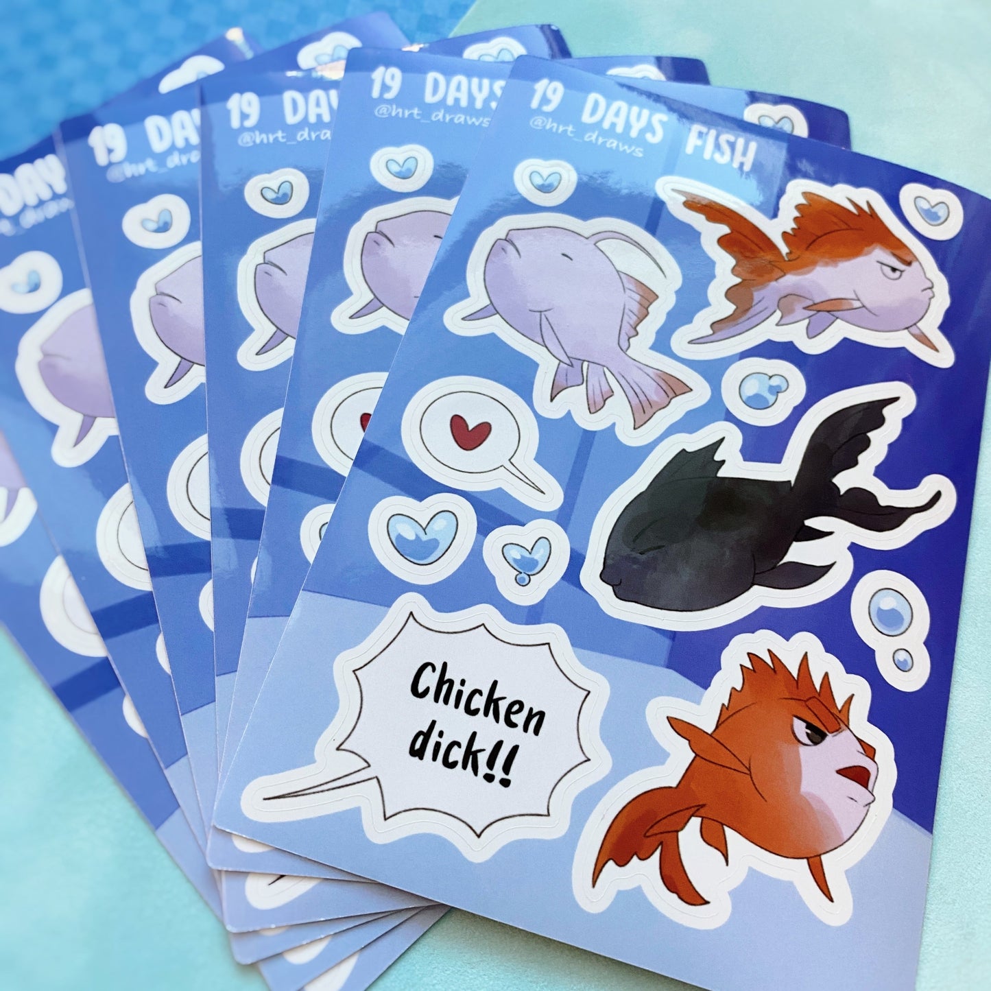 19 Days Fish Sticker Sheet, Front Side